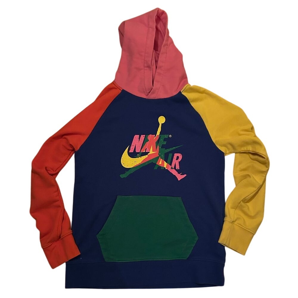 Rare‎ Nike Jordan Jumpman Classics Big  Hoodie Blue Pink Yellow Orange XL youth